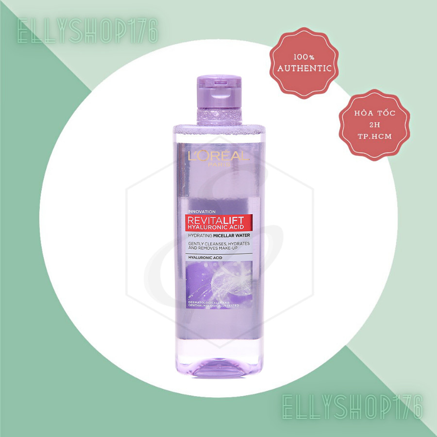 Nước tẩy trang L'Oréal Paris Revitalift Hyaluronic Acid Hydrating Micellar Water (màu tím)